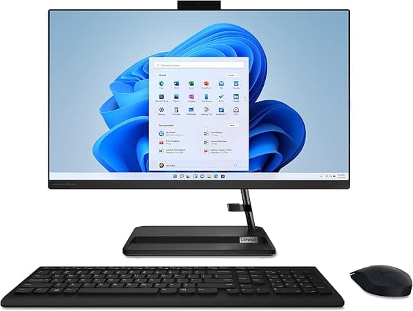 Lenovo IdeaCentre AIO 3-2022- All-in-One Desktop - 23.8" FHD Touch Display - HD 720p Camera - Windows 11 Home - 8GB Memory - 512GB Storage - AMD Ryzen 5 5625U - Black - Mouse & Keyboard Included